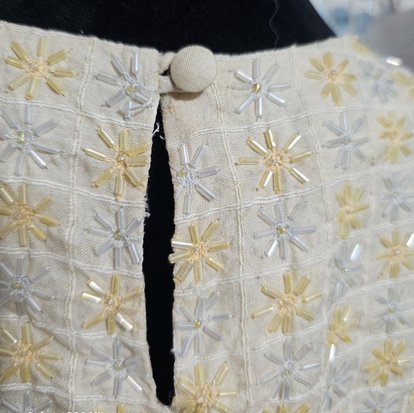 🧨Vintage Oscar De La Renta Beaded Jeweled Star Burst 100% Silk Top - Picture 5 of 8